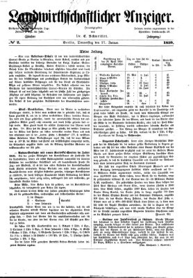 Landwirthschaftliche Zeitung für Nord- und Mittel-Deutschland Donnerstag 27. Januar 1859