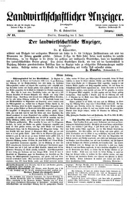 Landwirthschaftliche Zeitung für Nord- und Mittel-Deutschland Donnerstag 2. Juni 1859