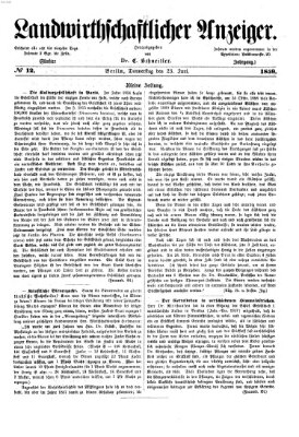 Landwirthschaftliche Zeitung für Nord- und Mittel-Deutschland Donnerstag 23. Juni 1859