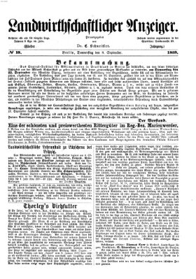 Landwirthschaftliche Zeitung für Nord- und Mittel-Deutschland Donnerstag 8. September 1859