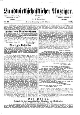 Landwirthschaftliche Zeitung für Nord- und Mittel-Deutschland Donnerstag 20. Oktober 1859