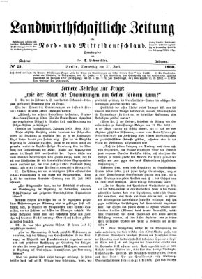 Landwirthschaftliche Zeitung für Nord- und Mittel-Deutschland Donnerstag 21. Juni 1860