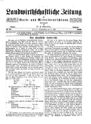 Landwirthschaftliche Zeitung für Nord- und Mittel-Deutschland Donnerstag 5. Juli 1860