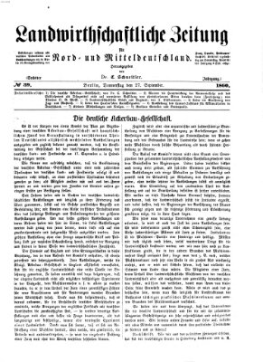 Landwirthschaftliche Zeitung für Nord- und Mittel-Deutschland Donnerstag 27. September 1860