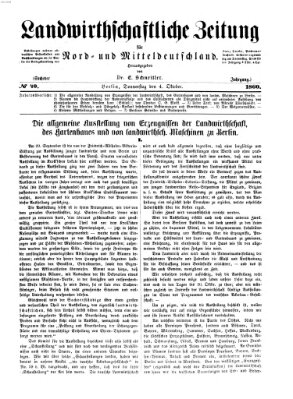 Landwirthschaftliche Zeitung für Nord- und Mittel-Deutschland Donnerstag 4. Oktober 1860