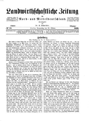 Landwirthschaftliche Zeitung für Nord- und Mittel-Deutschland Donnerstag 25. Oktober 1860