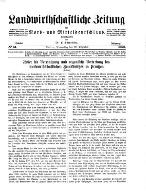 Landwirthschaftliche Zeitung für Nord- und Mittel-Deutschland Donnerstag 20. Dezember 1860