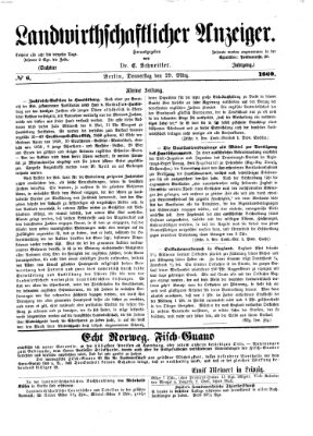 Landwirthschaftliche Zeitung für Nord- und Mittel-Deutschland Donnerstag 29. März 1860