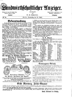 Landwirthschaftliche Zeitung für Nord- und Mittel-Deutschland Donnerstag 26. April 1860