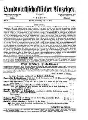 Landwirthschaftliche Zeitung für Nord- und Mittel-Deutschland Donnerstag 10. Mai 1860