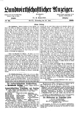 Landwirthschaftliche Zeitung für Nord- und Mittel-Deutschland Donnerstag 28. Juni 1860