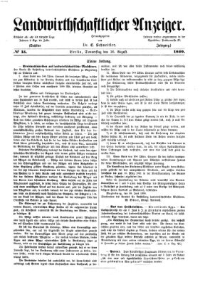 Landwirthschaftliche Zeitung für Nord- und Mittel-Deutschland Donnerstag 16. August 1860