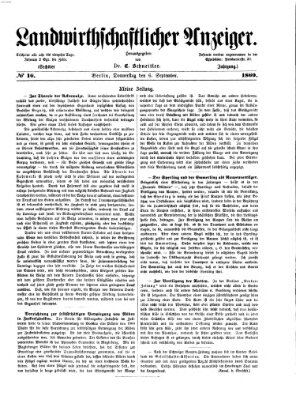 Landwirthschaftliche Zeitung für Nord- und Mittel-Deutschland Donnerstag 6. September 1860