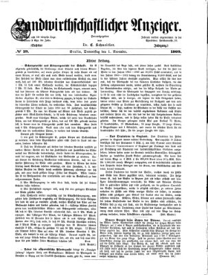 Landwirthschaftliche Zeitung für Nord- und Mittel-Deutschland Donnerstag 1. November 1860