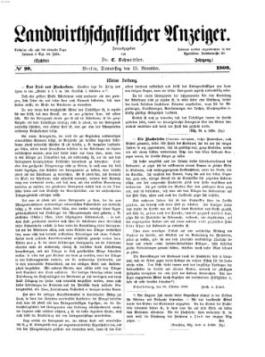 Landwirthschaftliche Zeitung für Nord- und Mittel-Deutschland Donnerstag 15. November 1860