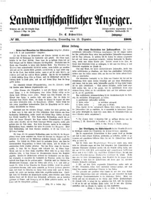 Landwirthschaftliche Zeitung für Nord- und Mittel-Deutschland Donnerstag 13. Dezember 1860