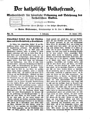 Der katholische Volksfreund Samstag 18. Januar 1851