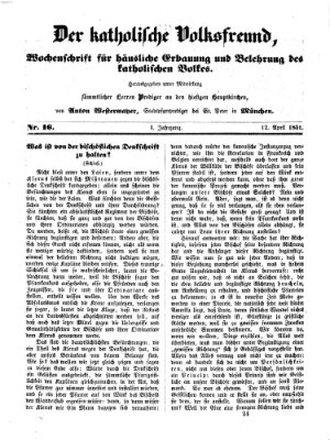 Der katholische Volksfreund Samstag 12. April 1851