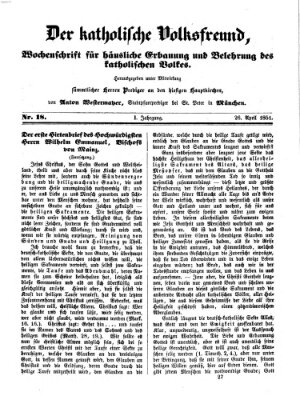 Der katholische Volksfreund Samstag 26. April 1851