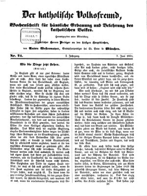 Der katholische Volksfreund Samstag 7. Juni 1851