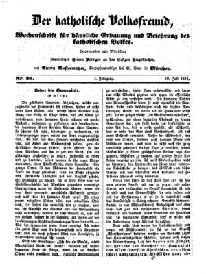 Der katholische Volksfreund Samstag 19. Juli 1851