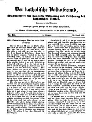 Der katholische Volksfreund Samstag 23. August 1851