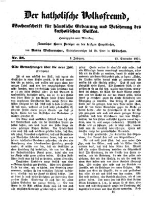 Der katholische Volksfreund Samstag 13. September 1851