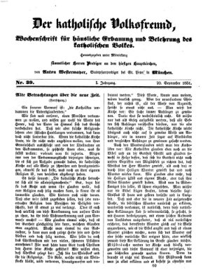 Der katholische Volksfreund Samstag 20. September 1851