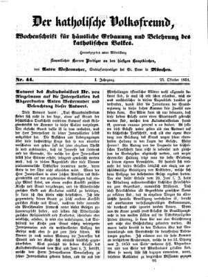 Der katholische Volksfreund Samstag 25. Oktober 1851