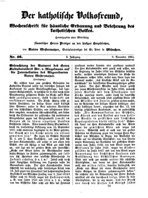 Der katholische Volksfreund Samstag 8. November 1851