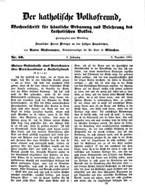 Der katholische Volksfreund Samstag 6. Dezember 1851