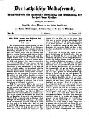 Der katholische Volksfreund Samstag 10. Januar 1852