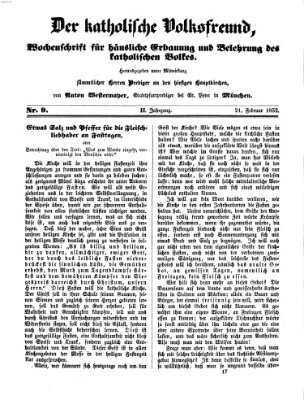 Der katholische Volksfreund Samstag 21. Februar 1852