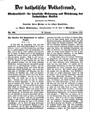 Der katholische Volksfreund Samstag 28. Februar 1852