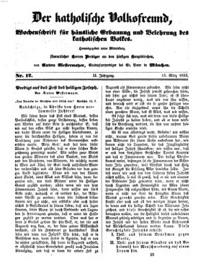 Der katholische Volksfreund Samstag 13. März 1852