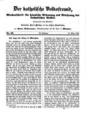 Der katholische Volksfreund Samstag 20. März 1852