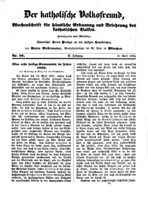 Der katholische Volksfreund Samstag 10. April 1852