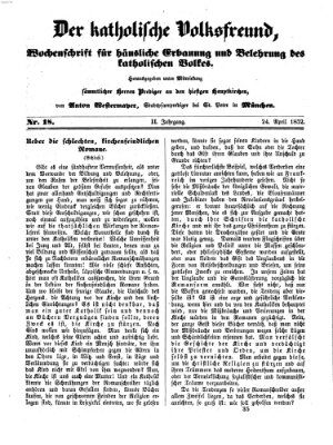 Der katholische Volksfreund Samstag 24. April 1852