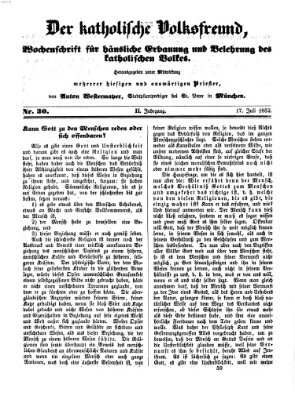 Der katholische Volksfreund Samstag 17. Juli 1852