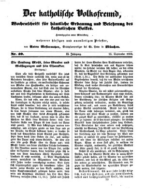 Der katholische Volksfreund Samstag 25. September 1852