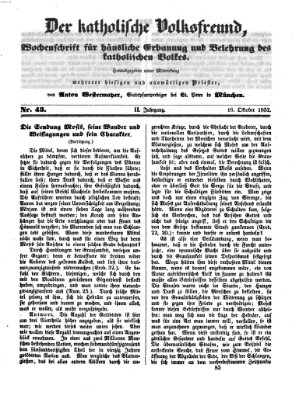 Der katholische Volksfreund Samstag 16. Oktober 1852