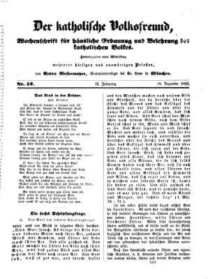 Der katholische Volksfreund Samstag 18. Dezember 1852