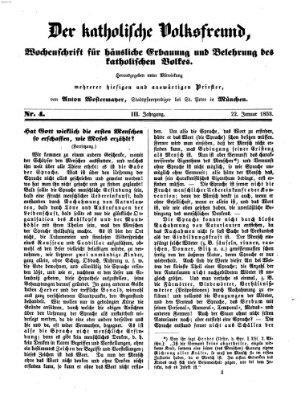 Der katholische Volksfreund Samstag 22. Januar 1853