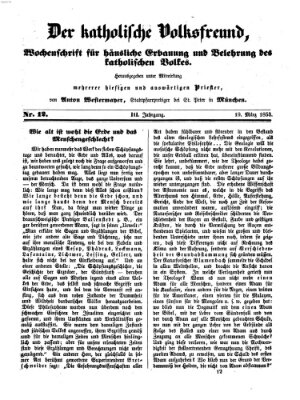 Der katholische Volksfreund Samstag 19. März 1853