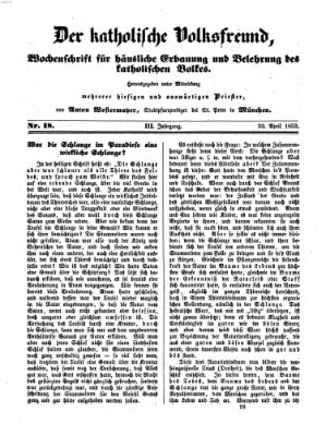 Der katholische Volksfreund Samstag 30. April 1853