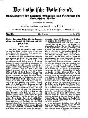 Der katholische Volksfreund Samstag 14. Mai 1853