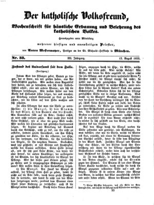 Der katholische Volksfreund Samstag 13. August 1853