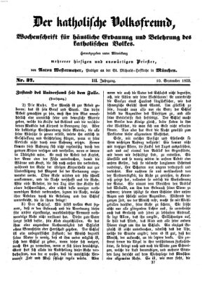 Der katholische Volksfreund Samstag 10. September 1853