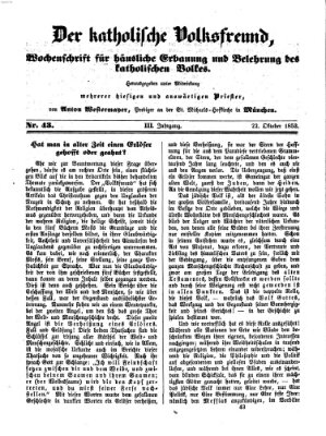 Der katholische Volksfreund Samstag 22. Oktober 1853