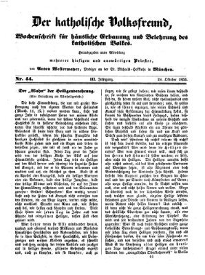 Der katholische Volksfreund Samstag 29. Oktober 1853